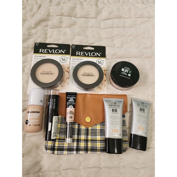 Lot Of 8 New Revlon Foundation Makeup Shade Fair, Light. Powder, Stick, Liquid